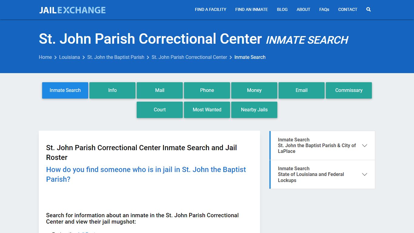 St. John Parish Correctional Center Inmate Search - Jail Exchange