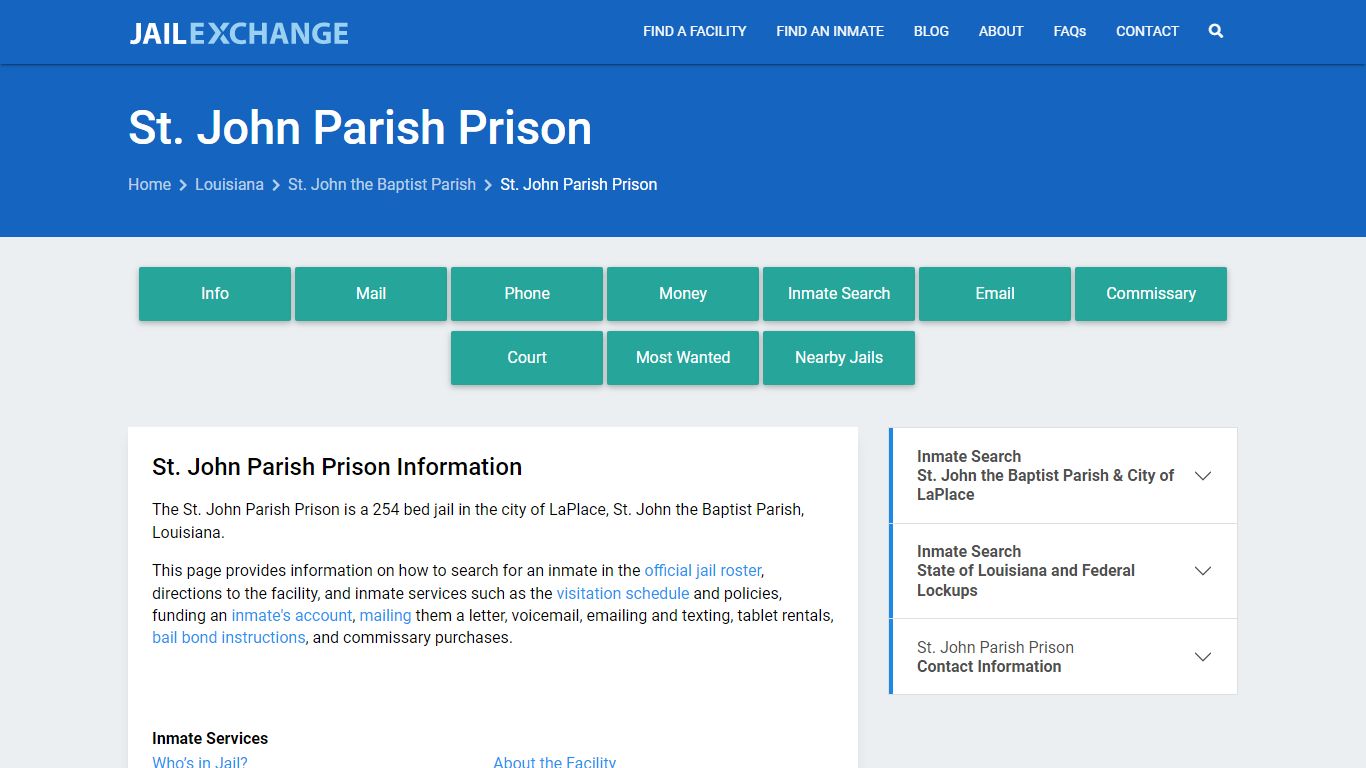 St. John Parish Prison, LA Inmate Search, Information - Jail Exchange
